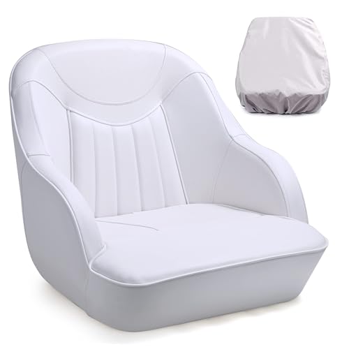 NORTHCAPTAIN P3 Pontoon Boat Seat Captain Bucket Seat with Boat Seat Cover,White