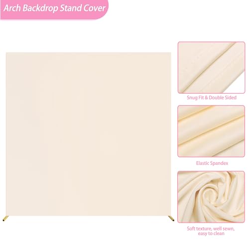 Fomcet Wedding Arch Cover Beige 6.6FT x 6.6FT Square Spandex Arch Backdrop Covers Stretchy Fabric for Birthday Party Baby Shower Anniversary Arch Stand Decoration
