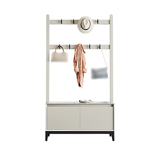 GXXINGIN Perchero de pie para Ropa, Mueble de Almacenamiento Multifuncional, Estante para Ropa de Oficina con Zapatero, para Mantener organizados los Sombreros, Bolsos, Paraguas y Bufandas (Blanco m