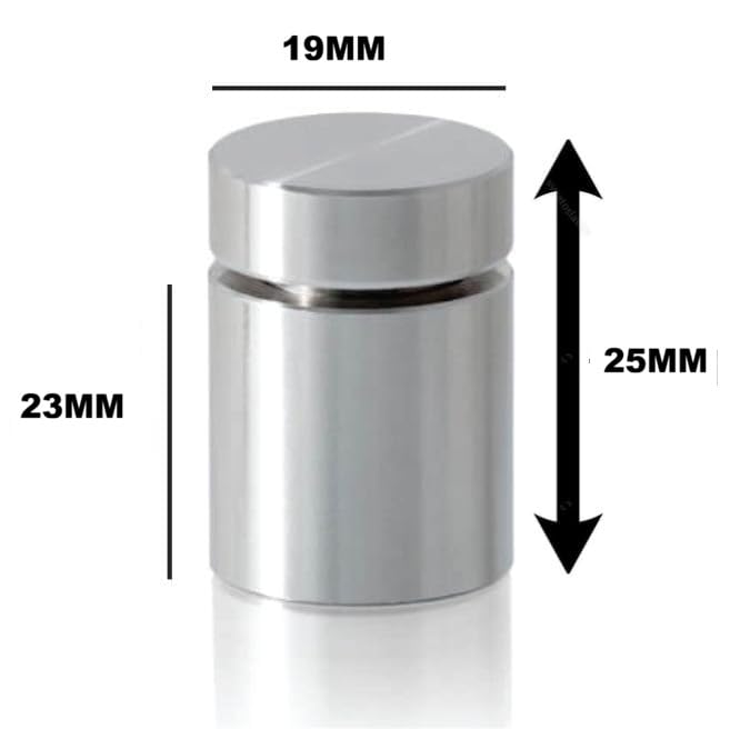 Image of Stainless Steel Frameless Clamp Hardware for Glass Standoff (19mm X 25mm, Silver)-12 Pieces with Screw and Wall Plug.