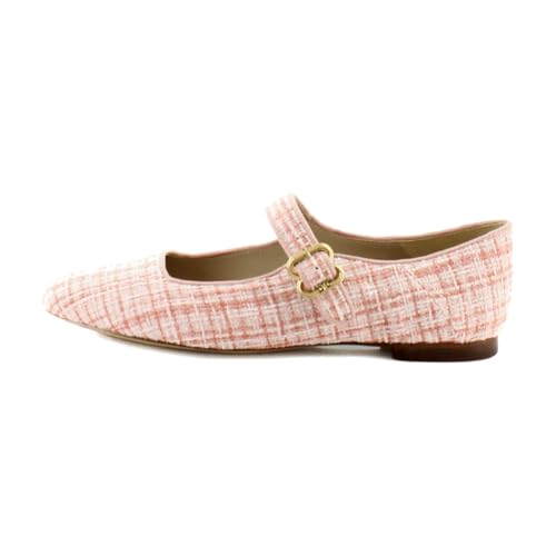 Sam Edelman Michaela Pink Salt Multi Mary Jane Ankle Strap Squared Toe Flats (Pink Salt Multi, 10.5)2