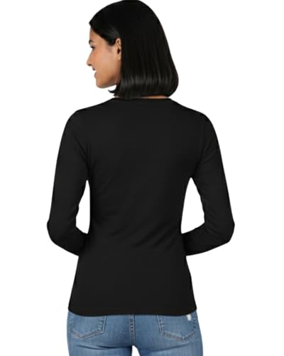 Image of HELGA Ivano Women's Organic Cotton Full Sleeve T-Shirt | Super Combed Cotton Rich | Plain Round Neck | Soft, Breathable, Eco-Friendly Casual Top for Everyday Wear