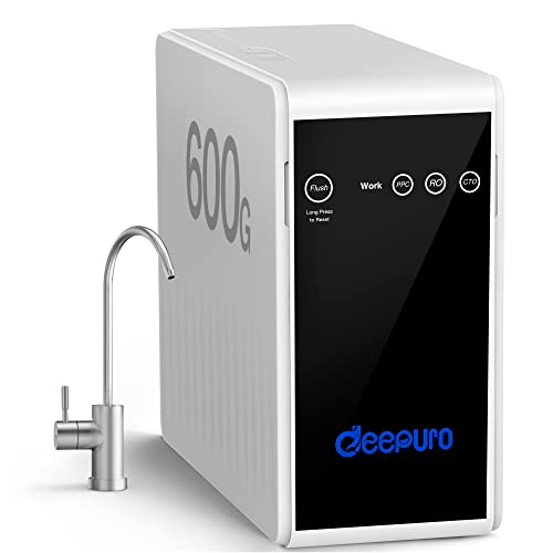Deepuro Reverse Osmosis System Under Sink 600GPD RO System Tankless RO Water System, 0.0001Î¼m RO Purifier 5 Stage, Undersink Water Filter System, 1:1 Pure to Drain, Great Tasting Fast Flow, WS6A