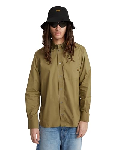 G-Star RAW Herren One Pocket Regular Hemd, Grün (Smoke Olive D24292-D308-B212), L – Ansicht 1