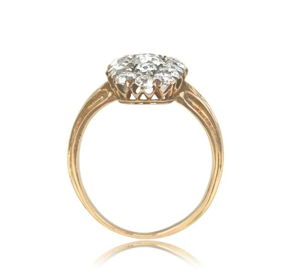 Antique Victorian Era Ring. 0.45ct Cluster Old European Cut Diamond Ring, 14 Kt Gold Plated Diamond Ring.Gifted Ring For Her.size 3-12.3