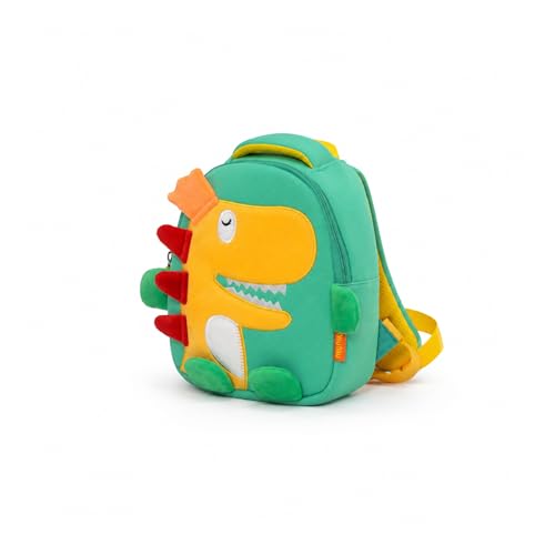 Image of WISHKEY Dinosaur Bag for Pre-Schoolers Kids, Water Resistant Mini Lightweight Backpack for Kids, Small Size Bag for Play School & Nursery Kid's, Picnic Bag, Travel, Green, 1-4 Years (Pack of 1)
