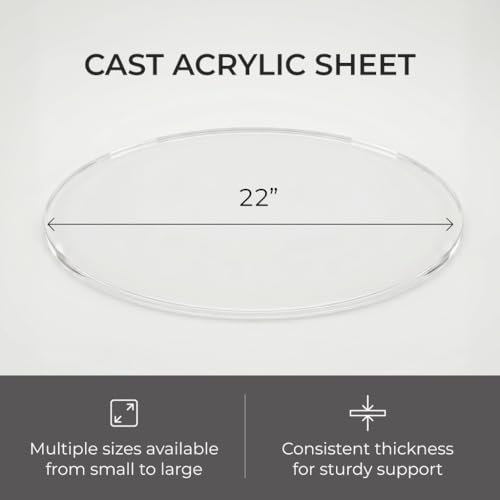 Image of Clear Plexiglass Sheet Round 22 Inch Diameter 1 /4 Inch Thick Acrylic Cake Board Display Stand Flame-Polished Tabletop Protector for Crafts Coasters by Fab Glass and Mirror