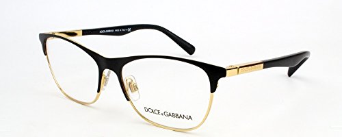Dolce&Gabbana LIPSTICK DG1246 Eyeglass Frames 1220-53 - Matte Black/Gold Frame, Demo Lens