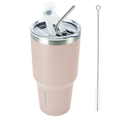 Image of BJPKPK 30 oz Tumbler with Lid and Straw, Insulated Stainless Steel Cup | Double Wall Vacuum, BPA Free, Leak Proof, Keeps Hot /Cold, Travel & Beach Ready, Car Holder Fit, Apricot