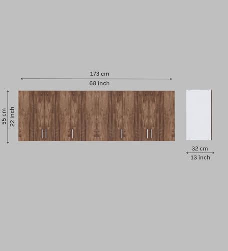 Image of SPECIALITY PANELS 6 Door Modular Wall Mounted Kitchen Cabinet with Adjustable Shelf Space Saving Storage Unit Durable Engineered Wood Cupboard for Kitchen Living Room Utility Organizer Furniture