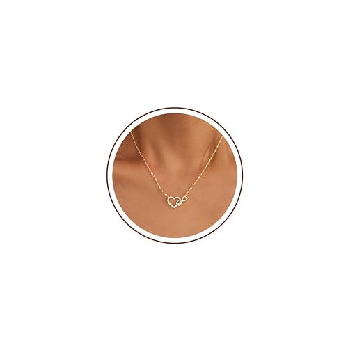 Valentine's Day Gift Gold Infinity Heart Necklace for Women, Dainty Simple Diamond Heart Pendant...