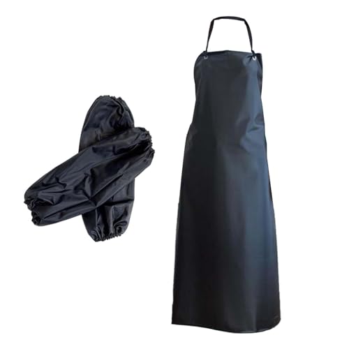 Waterproof Apron PVC Apron Convenient, Thick, Chemical Resistant,Utility Apron with Sleeve Cover for Lab Work Carpentry Work