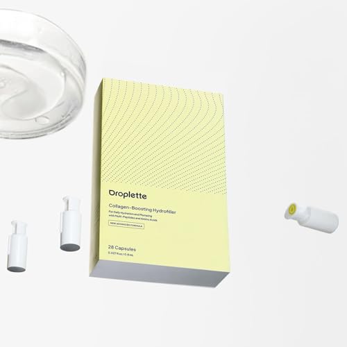 Droplette Patented Collagen Boosting Hydrofiller Refill Serum Capsules Pharmaceutical-Grade Skin Rejuvenation with Collagen Peptides Epidermal Growth Factor for All Skin Types (28 Count)