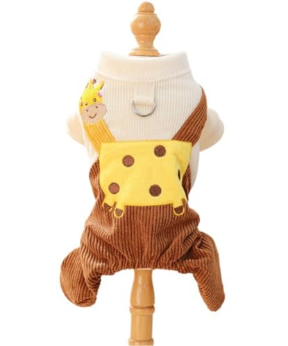 ICOUCHI ペット服 ロンパース つなぎ 春秋冬 犬服 かわいい 防寒コート あたっか 四腿 ドッグウェア 小型犬 中型犬 パーカー 洋服 脱毛保護 コスプレ 写真 お散歩 お出かけ服 (M,ブラウン)