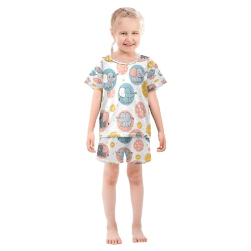 senya Short Sleeve Pajamas Sets Summer Cotton Sleepwear Circle Cute Elephant3