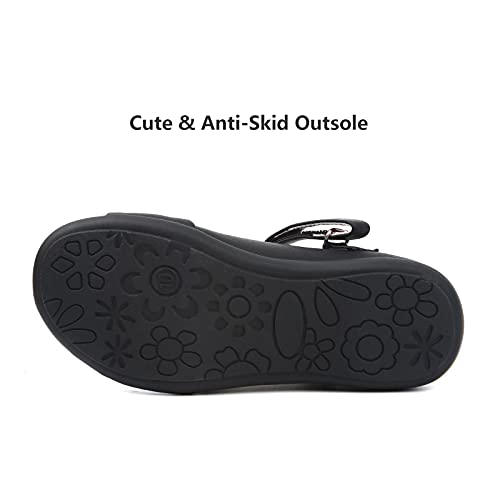 Samilor Girl Shoes Mary Jane Shoes for Toddler Comfortable School Uniform Dress Shoes, Black Little kid 113