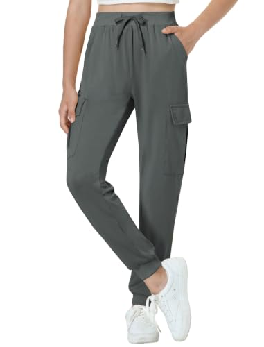 Image of EXARUS Girls Hiking Cargo Pants Joggers Teen Quick Dry Lightweight Slim Fit