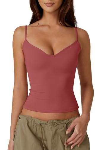 QINSEN Womens Spaghetti Strap Sweetheart Neck Sleeveless Top Slim Fit Going Out Camisole Basic Top