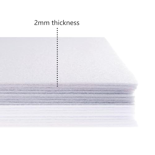 Image of Jtnohx Stiff Felt, 2mm Thick Felt Sheets for Crafts, 8 inchx12 inch Hard Felt Fabric Squares 8Pcs for DIY Projects (White)