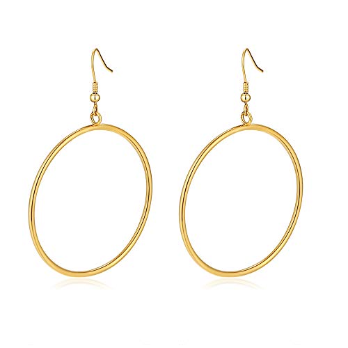 UNIWILL Gold Drop Earrings for Women, Gold Plated Loop Earrings with Hypoallergenic 925 Sterling Silver Post, Independent Design Round Drop Dangle Women's Earrings Loop Earrings Set