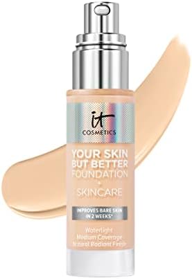 IT Cosmetics Your Skin But Better Foundation + Skincare - Hydrating Medium Buildable Coverage - Minimizes Pores & Imperfections - Natural Radiant Finish - With Hyaluronic Acid - 1.0 fl oz