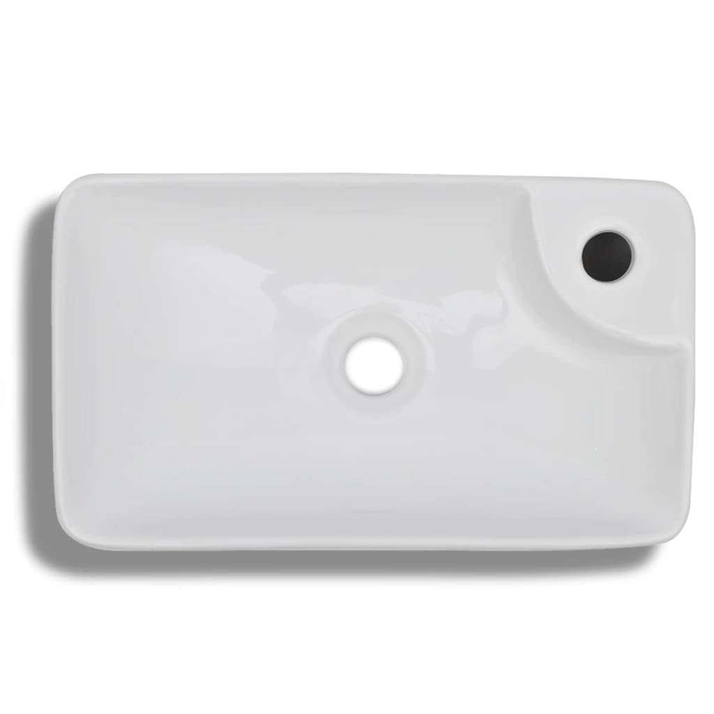 vidaXL Ceramiczna umywalka z otworem na kran, biała