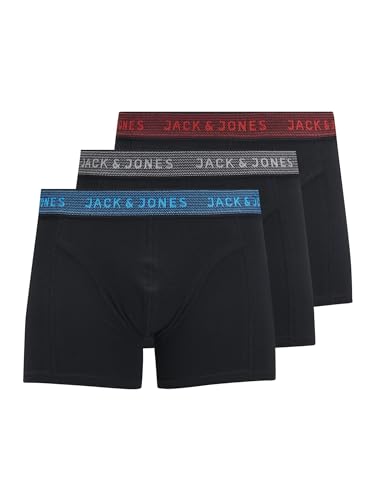 Jack & Jones Jacwaistband Trunks Noos Jr - Juego de 3 Cintas Elásticas Bóxer, Niños, Negro, Azul, Rojo, Gris, 164