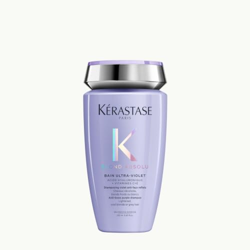 Kérastase Blond Absolu Bain Ultra-Violet, Shampoo Viola Antigiallo, Neutralizza i Riflessi Indesiderati, Per Capelli Biondi, Bianchi e Grigi, Con Acido Ialuronico, 250ml