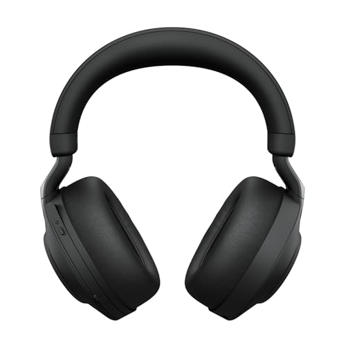 Image of Jabra Evolve2 85 Wireless Headset with Charging Stand - Noise Cancelling Microsoft Teams Certified Stereo Headphones with Long-Lasting Battery - USB-C Bluetooth Adapter - Black