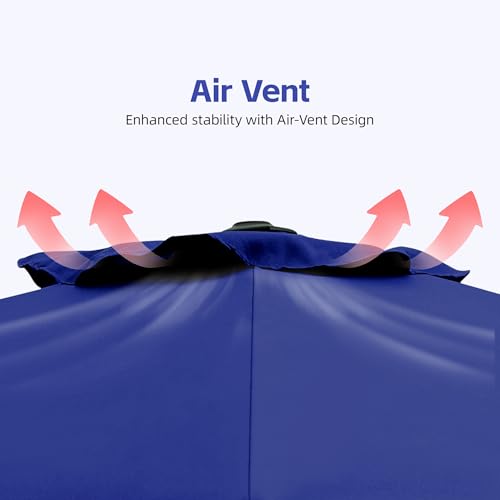 Vegond 9FT Outdoor Patio Umbrella with Crank Lift & Tilt, 2.7M Market Umbrellas with 8 Sturdy Ribs for Patio Table, Deck, Balcony, Garden, Poolside (Navy Blue) image 1
