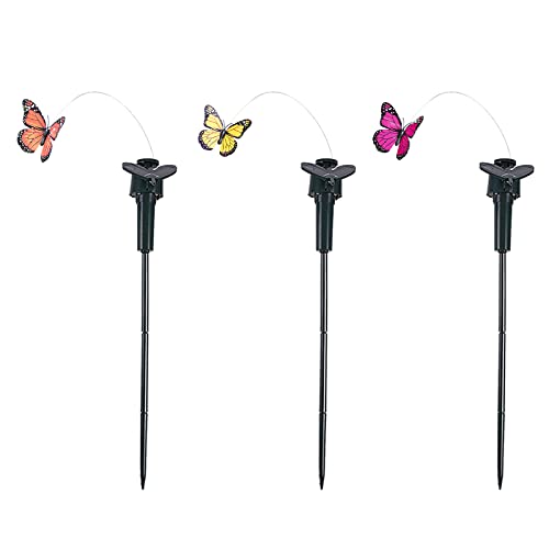 BIISDOST Lot de 2 panneaux solaires de jardin en résine électrique papillon Mall Park Simulation Décoration de jardin en bois (C-Multicolor, Taille unique)