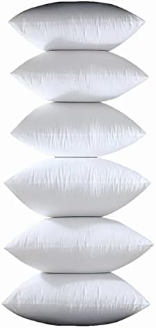INEFF Throw Pillow Inserts, Set of 6 Lightweight Down Alternative Polyester Pillow, Couch Cushion, Sham Stuffer, Machine Washable. (White, 16x16)