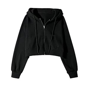 Gihuo Women’ s Waffle Knit Hoodie Long Sleeve Cropped Hooded Sweatshirts Zip Up Fashion Jacket with Kanga Pocket