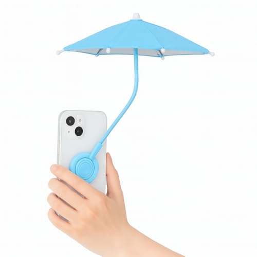 WhelvePoo Magnetic Phone Umbrella for Sun Adjustable & Flexible Anti-Glare Sun Protection for iPhone Cell Phone Universal Umbrella for Outdoor Use Watching Videos & Photos (Blue)