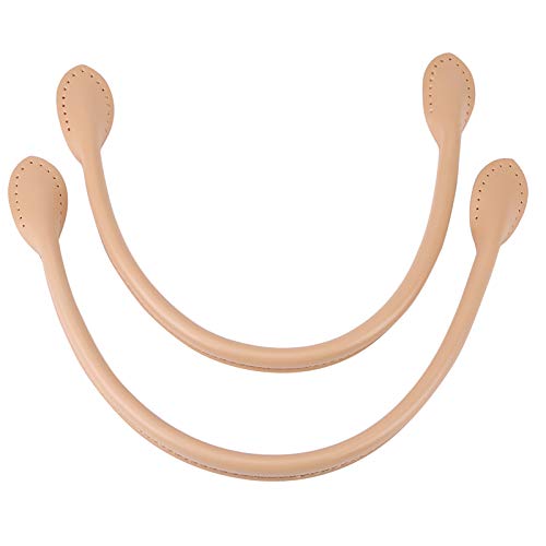 2Pcs Ledertasche Griffe, Echtes Leder Tasche Riemen Griff mit Löchern Echtes Leder Geldbörsen Riemen mit Ohr Form Ende DIY Hand Machen Zubehör für Leder Geldbörse Handtasche[Beige] Taschenherstellung