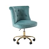 Samt Blau Bürostuhl ohne Armlehne Design Ergonomischer mit Rollen Schreibtischstuhl Blau Drehstuhl Mit Schnalle Höhenverstellbar Modern Retro Home Office Chair Vintage Mädchen Jungen Blau Stuhl 150 kg