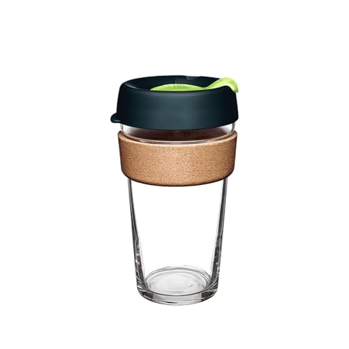 KeepCup Reusable Coffee Cup - Brew Tempered Glass and Natural Cork, L 16oz/454ml - Deep