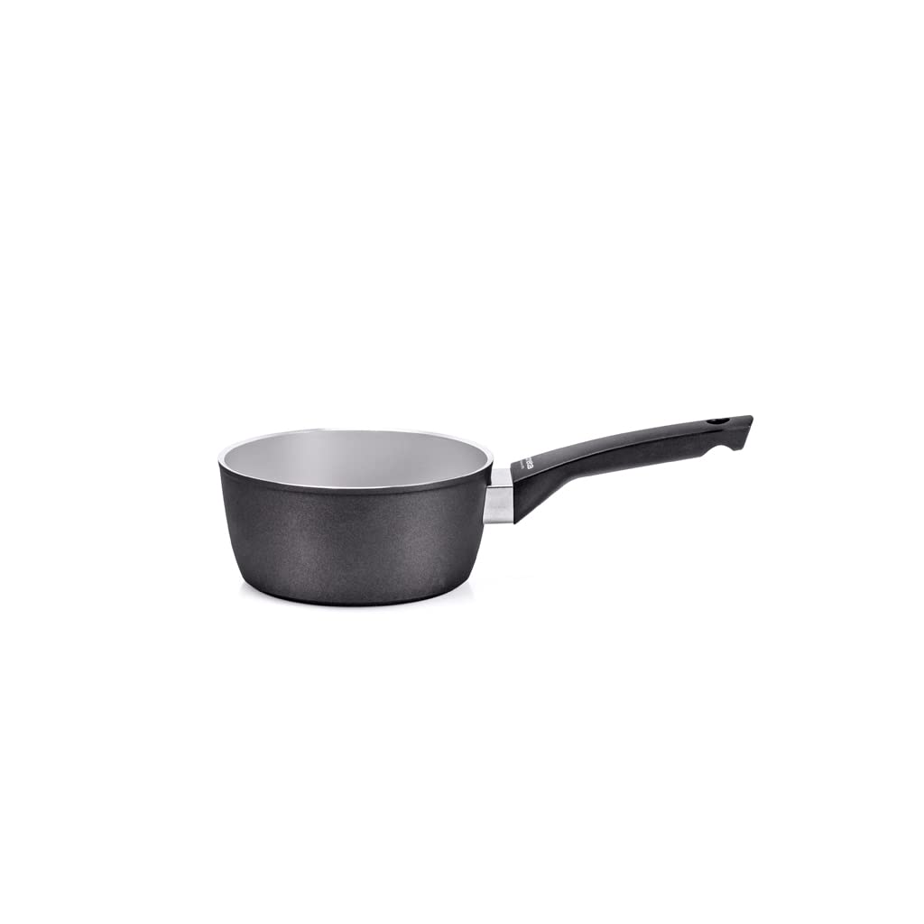 Moneta Futura casseruola 1manico, 16cm, rivestimento naturale FineGres (NO PFAS), anche per induzione. 100% Made in Italy