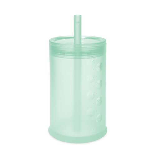 Image of Olababy Clear View Silicone Training Cup with Straw Lid | Toddler Sippy Trainer 12mo+ | Unbreakable Water Drinking Cups for Kids 2yr+ | Baby Led Weaning & Feeding Supplies (Mint, 9 oz)