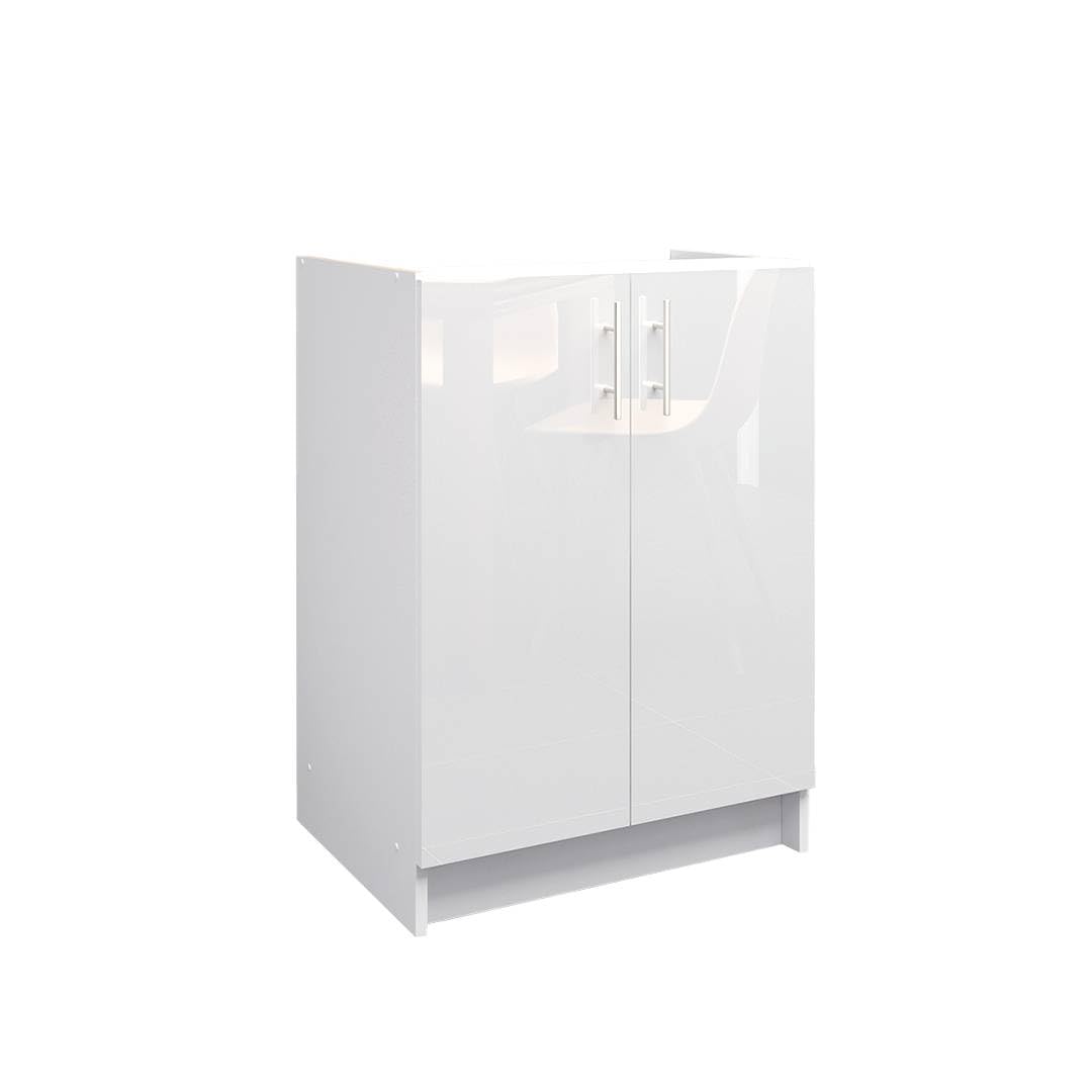 JD Greta Fixed Height 600mm Kitchen Base Cabinet Floor Unit (Without Worktop) โ White Gloss