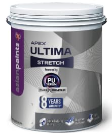 Image of Asian Paint APEX ULTIMA STRETCH White Premium Exterior Emulsion - Premium Weather Protection | Dust Resistant, Anti-Algal | 1 Liter (White)