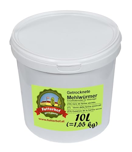 Futterhof getrocknete Mehlwürmer 10 L Eimer (= 1,65 kg), Premium Qualität