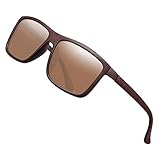 Polarized Sunglasses for Men Driving Mens Sunglasses Rectangular Vintage Sun Glasses For Men/Women Brown Lens/Woodgrain Frame