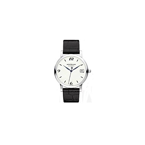 Montblanc Star Classique Automatic Silvery White Dial Black Leather Watch 111590