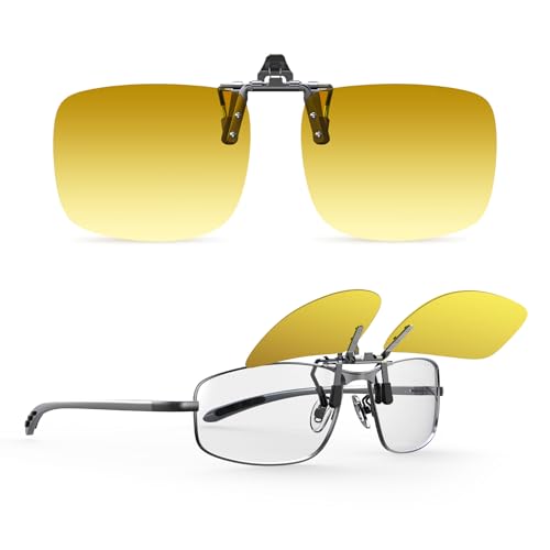 Goiteia Nachtsicht Clip-On Brille Autofahren, 2025 Upgrade 2-in-1 Verlaufs-Gläser für maximale Reduzierung von Scheinwerfer-Blendung, Einhand Flip-Up Funktion, Braun-gelbe Pro+ Goiteia Nachtsicht Clip-On Brille Autofahren, 2025 Upgrade 2-in-1 Verlaufs-Gläser für maximale Reduzierung von Scheinwerfer-Blendung, Einhand Flip-Up Funktion, Braun-gelbe Pro+