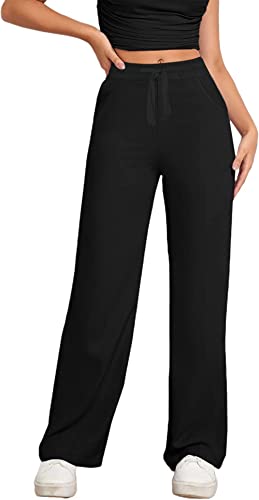 HVEPUO Pantalones de verano para mujer, ligeros, cintura alta, pantalones de algodón, pantalones de...