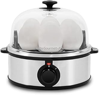 Elite Gourmet EGC648 Easy Electric Poacher, Omelet Eggs & Soft, Medium, Hard-Boiled Egg Boiler Cooker with Auto Shut-Off and Buzzer, Measuring Cup Included, BPA Free, Stainless Steel 7 Egg