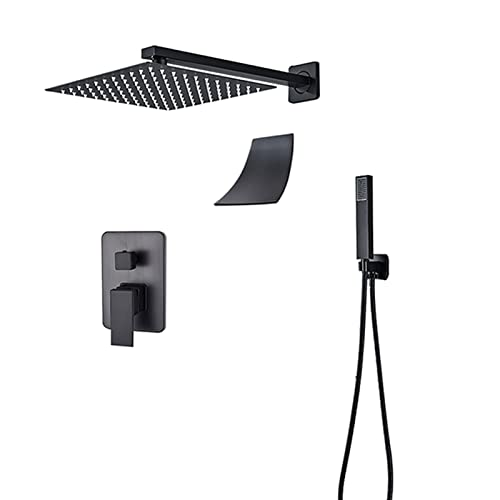 Système de douche avec baignoire à montage mural et pommeau de douche de pluie 10 pouces
