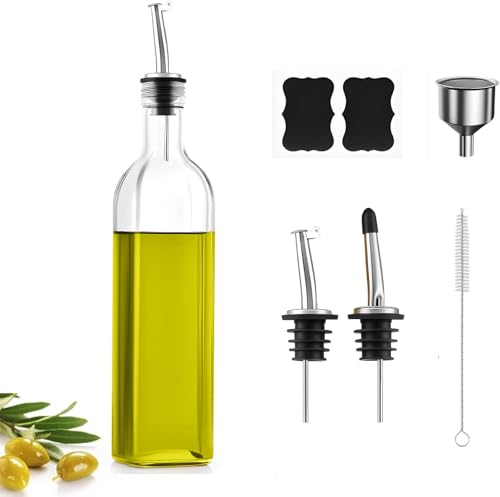 La Mejor Recopilación de Aceitera de cocina de esta semana. 42 TOPONE Dispensador de Aceite de Oliva de Vidrio, 500ml Botella para Aceite, Aceiteras de Cocina con Embudos, Etiquetas y Cepillos, Juego de Recipiente y Vinagrera para Aceite de...