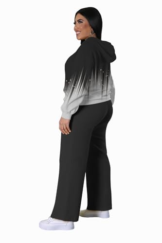 Women's Plus Size Two Piece Outfits Sweatsuits Sets Long Sleeve Full Zipper Hoodies Wide Leg Pants Tracksuit Sets2